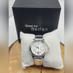 Steel by Design Vintage Quartz Watch Subdial Water Resistant Leather NIB